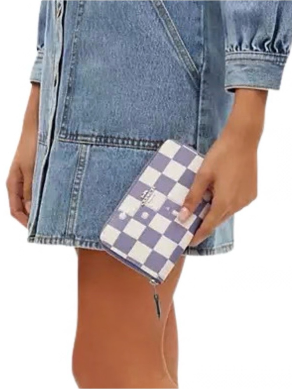 Coach CR789 Medium Id Zip Wallet With Checkerboard Print (Cream/Purple) - EUC - Picture 11 of 12